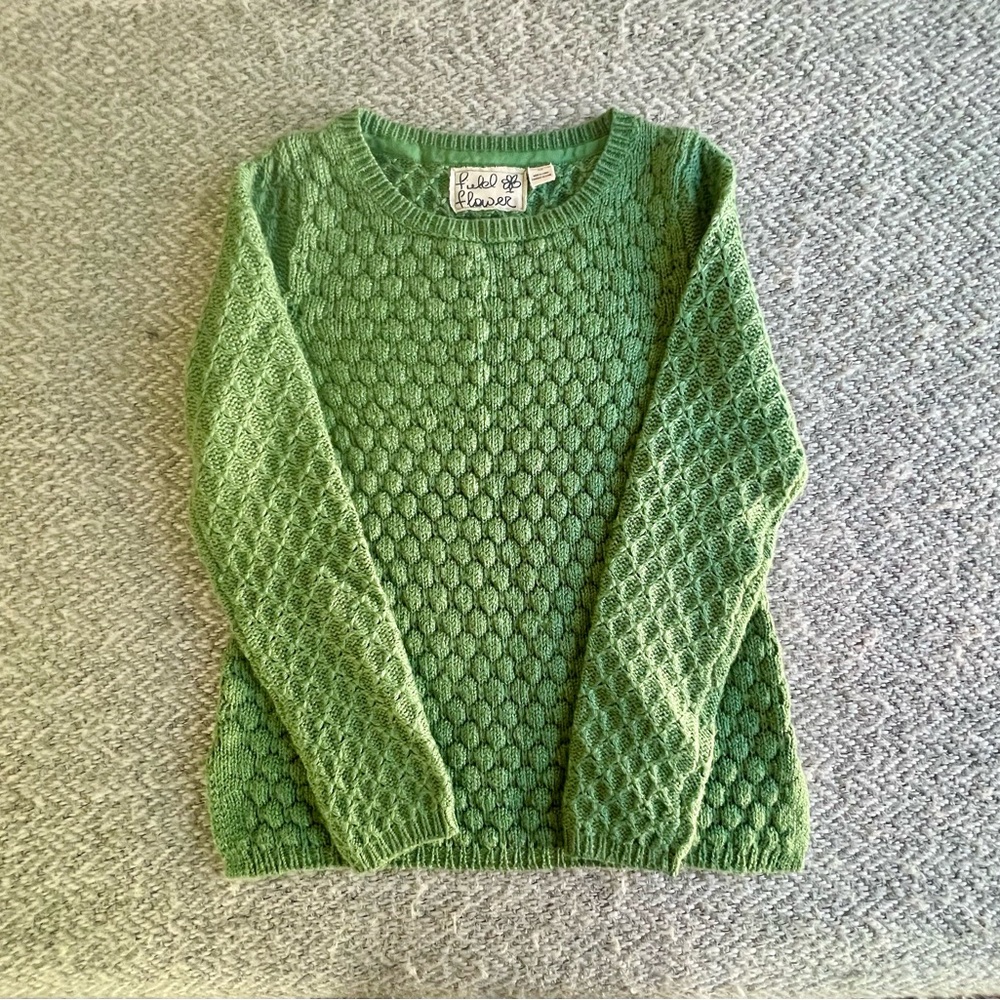 Green Textured Crew Neck Sweater by Field Flower. Excellent condition.